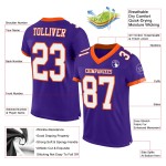 Maillot de football authentique personnalisé violet, blanc et orange Maillot de football authentique personnalisé violet, blanc et orange