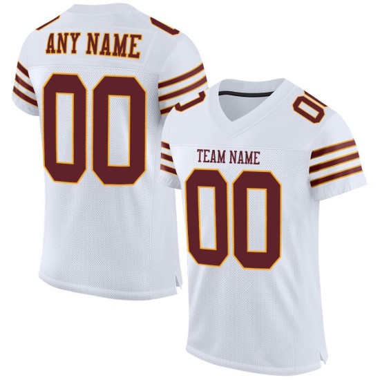 Maillot de football authentique personnalisé en maille blanc bordeaux et or Maillot de football authentique personnalisé en maille blanc bordeaux et or