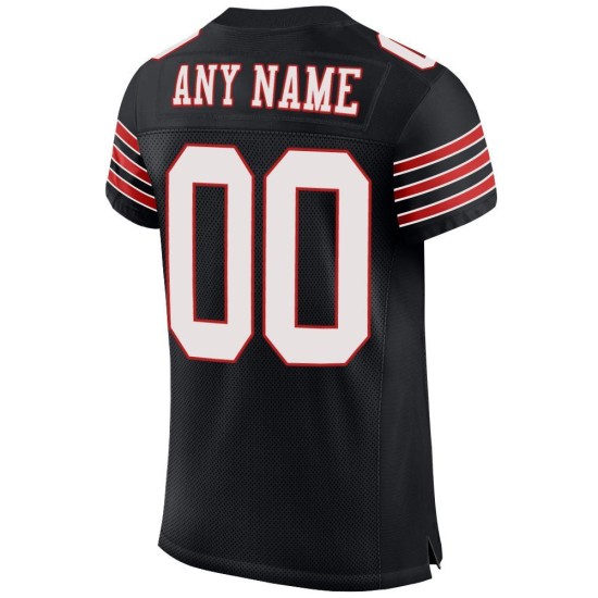 Maillot de football authentique personnalisé en maille noir, blanc et écarlate Maillot de football authentique personnalisé en maille noir, blanc et écarlate