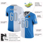 Maillot de football personnalisé en maille bleu poudre gris-blanc Maillot de football personnalisé en maille bleu poudre gris-blanc