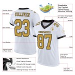Maillot de football authentique personnalisé en maille blanc vieil or et noir Maillot de football authentique personnalisé en maille blanc vieil or et noir