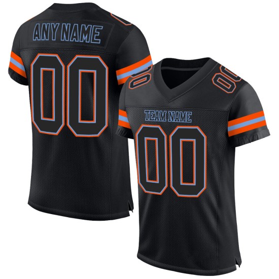 Maillot de football authentique personnalisé en maille noir et orange Maillot de football authentique personnalisé en maille noir et orange