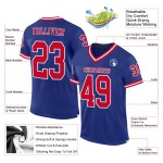 Maillot de football rétro authentique en maille rouge et blanc royal personnalisé Maillot de football rétro authentique en maille rouge et blanc royal personnalisé