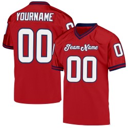 Maillot de football rétro authentique en maille rouge, blanc et bleu marine
