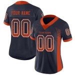Maillot de football personnalisé bleu marine orange et blanc en maille Drift Fashion Maillot de football personnalisé bleu marine orange et blanc en maille Drift Fashion