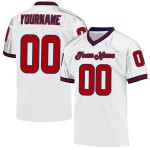Maillot de football rétro authentique en maille blanc rouge et bleu marine personnalisé Maillot de football rétro authentique en maille blanc rouge et bleu marine personnalisé