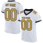 Maillot de football authentique personnalisé en maille blanc vieil or et noir Maillot de football authentique personnalisé en maille blanc vieil or et noir