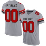 Maillot de football authentique personnalisé gris rouge-noir en maille Maillot de football authentique personnalisé gris rouge-noir en maille