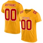 Maillot de football authentique personnalisé en maille rouge et blanche dorée Maillot de football authentique personnalisé en maille rouge et blanche dorée