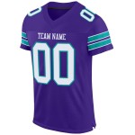 Maillot de football authentique personnalisé violet, blanc et turquoise Maillot de football authentique personnalisé violet, blanc et turquoise
