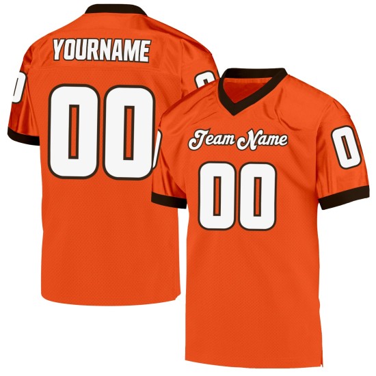 Maillot de football rétro authentique en maille orange blanc-marron personnalisé Maillot de football rétro authentique en maille orange blanc-marron personnalisé