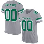 Maillot de football authentique personnalisé gris Kelly vert et blanc en maille Maillot de football authentique personnalisé gris Kelly vert et blanc en maille