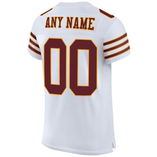Maillot de football authentique personnalisé en maille blanc bordeaux et or Maillot de football authentique personnalisé en maille blanc bordeaux et or