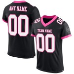 Maillot de football authentique personnalisé en maille noir, blanc et rose Maillot de football authentique personnalisé en maille noir, blanc et rose