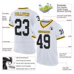 Maillot de football rétro authentique en maille blanche, noire et dorée Maillot de football rétro authentique en maille blanche, noire et dorée