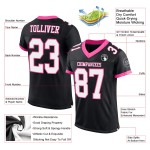 Maillot de football authentique personnalisé en maille noir, blanc et rose Maillot de football authentique personnalisé en maille noir, blanc et rose