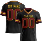 Maillot de football authentique personnalisé en maille noire bordeaux et dorée Maillot de football authentique personnalisé en maille noire bordeaux et dorée