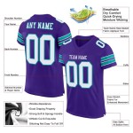 Maillot de football authentique personnalisé violet, blanc et turquoise Maillot de football authentique personnalisé violet, blanc et turquoise