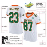 Maillot de football authentique personnalisé blanc Kelly vert-orange en maille Maillot de football authentique personnalisé blanc Kelly vert-orange en maille