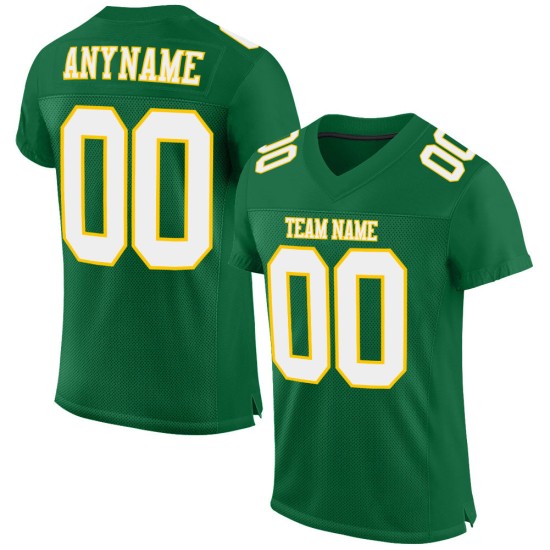 Maillot de football authentique personnalisé en maille vert Kelly blanc-or Maillot de football authentique personnalisé en maille vert Kelly blanc-or