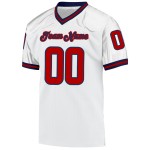 Maillot de football rétro authentique en maille blanc rouge et bleu marine personnalisé Maillot de football rétro authentique en maille blanc rouge et bleu marine personnalisé