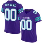 Maillot de football authentique personnalisé violet, blanc et turquoise Maillot de football authentique personnalisé violet, blanc et turquoise