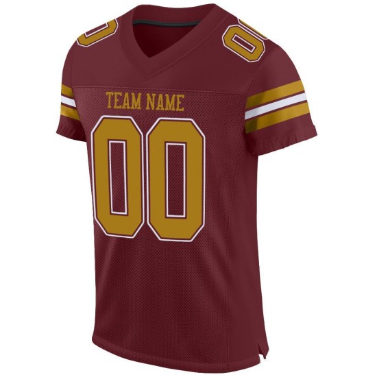 Maillot de football authentique personnalisé bordeaux vieil or et blanc en maille Maillot de football authentique personnalisé bordeaux vieil or et blanc en maille