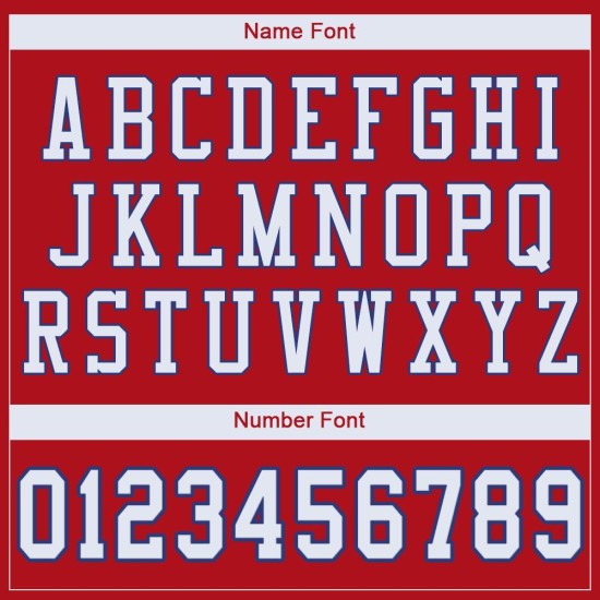 Maillot de football authentique personnalisé en maille rouge, blanc et royal Maillot de football authentique personnalisé en maille rouge, blanc et royal