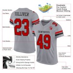 Maillot de football authentique personnalisé gris rouge-noir en maille Maillot de football authentique personnalisé gris rouge-noir en maille
