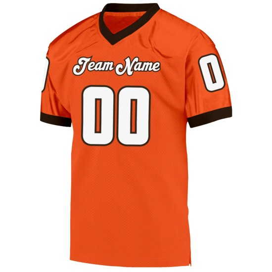 Maillot de football rétro authentique en maille orange blanc-marron personnalisé Maillot de football rétro authentique en maille orange blanc-marron personnalisé