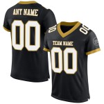 Maillot de football authentique personnalisé en maille noir, blanc et vieil or Maillot de football authentique personnalisé en maille noir, blanc et vieil or