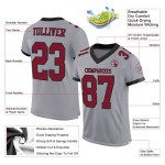 Maillot de football authentique personnalisé gris cramoisi-noir en maille Maillot de football authentique personnalisé gris cramoisi-noir en maille