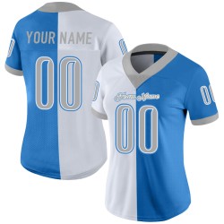 Maillot de football personnalisé en maille bleu poudre gris-blanc