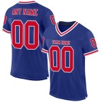 Maillot de football rétro authentique en maille rouge et blanc royal personnalisé Maillot de football rétro authentique en maille rouge et blanc royal personnalisé