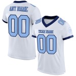 Maillot de football authentique personnalisé en maille blanc bleu clair et bleu marine Maillot de football authentique personnalisé en maille blanc bleu clair et bleu marine