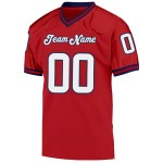 Maillot de football rétro authentique en maille rouge, blanc et bleu marine Maillot de football rétro authentique en maille rouge, blanc et bleu marine