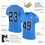 Maillot de football authentique personnalisé en maille bleu poudre noir et blanc Maillot de football authentique personnalisé en maille bleu poudre noir et blanc