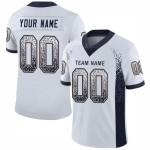 Maillot de football personnalisé en maille blanche, bleu marine et or vieilli Maillot de football personnalisé en maille blanche, bleu marine et or vieilli