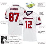 Maillot de football rétro authentique en maille blanc rouge et bleu marine personnalisé Maillot de football rétro authentique en maille blanc rouge et bleu marine personnalisé
