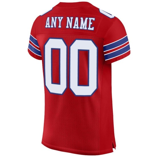 Maillot de football authentique personnalisé en maille rouge, blanc et royal Maillot de football authentique personnalisé en maille rouge, blanc et royal