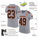 Maillot de football authentique personnalisé gris, noir et orange Maillot de football authentique personnalisé gris, noir et orange