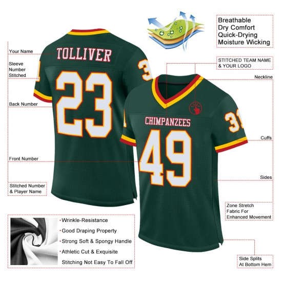 Maillot de football rétro authentique en maille verte, blanche et rouge Maillot de football rétro authentique en maille verte, blanche et rouge