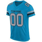 Maillot de football authentique personnalisé Panther bleu gris clair et noir en maille Maillot de football authentique personnalisé Panther bleu gris clair et noir en maille