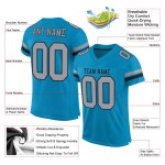 Maillot de football authentique personnalisé Panther bleu gris clair et noir en maille Maillot de football authentique personnalisé Panther bleu gris clair et noir en maille
