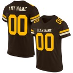 Maillot de football authentique personnalisé en maille marron doré et crème Maillot de football authentique personnalisé en maille marron doré et crème