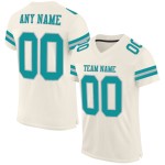 Maillot de football authentique en maille crème bleu sarcelle et gris personnalisé Maillot de football authentique en maille crème bleu sarcelle et gris personnalisé