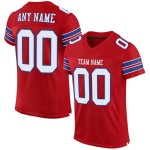 Maillot de football authentique personnalisé en maille rouge, blanc et royal Maillot de football authentique personnalisé en maille rouge, blanc et royal